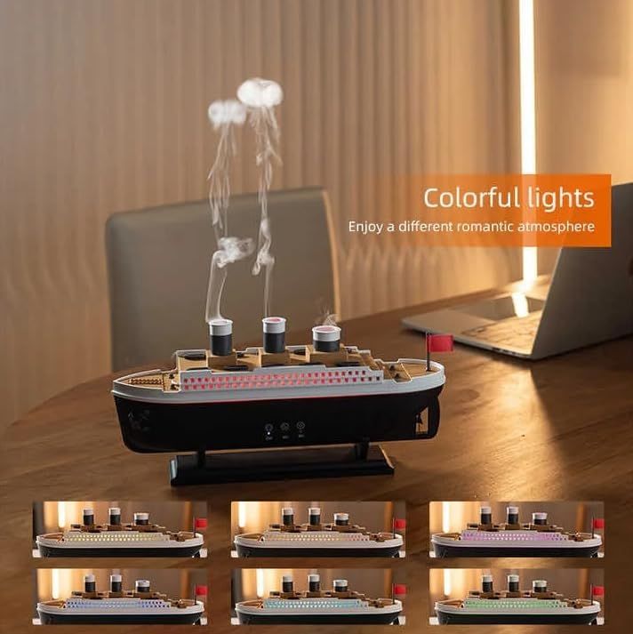 Ship Aroma Diffuser & Cool Mist Humidifier – LED Night Light Air Moisturizer
